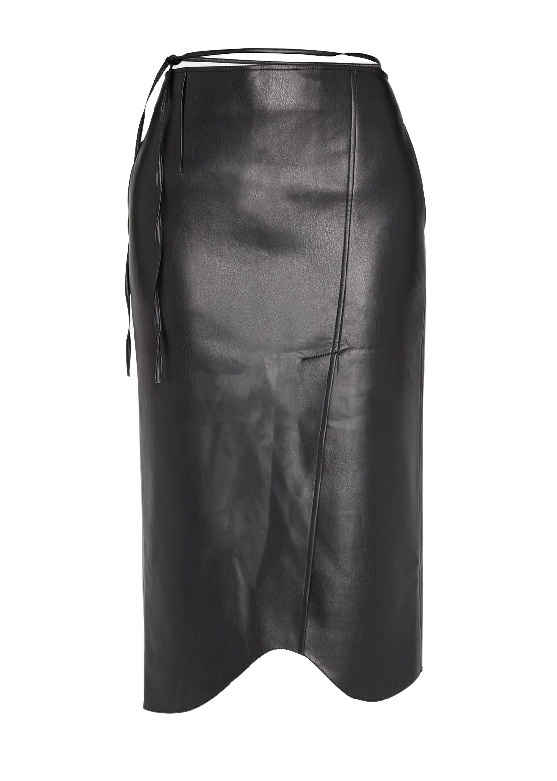 Wavy Faux Leather Midi Skirt - Nina Takesh